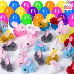 Aurdox soft Easter egg fillers with plush bunnies, ideal keepsakes for toddlers.
