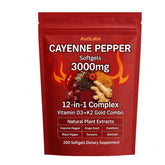 AuriLabs Cayenne Softgels bottle-front with premium blend for daily wellness.
