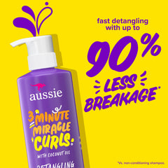 Aussie 3 Minute Miracle Curls conditioner bottle for quick detangling and moisture.