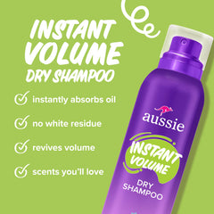 Aussie Instant Volume Dry Shampoo spray-action refreshing roots quickly.