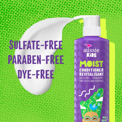 Aussie Kids conditioner being applied with tropical scent