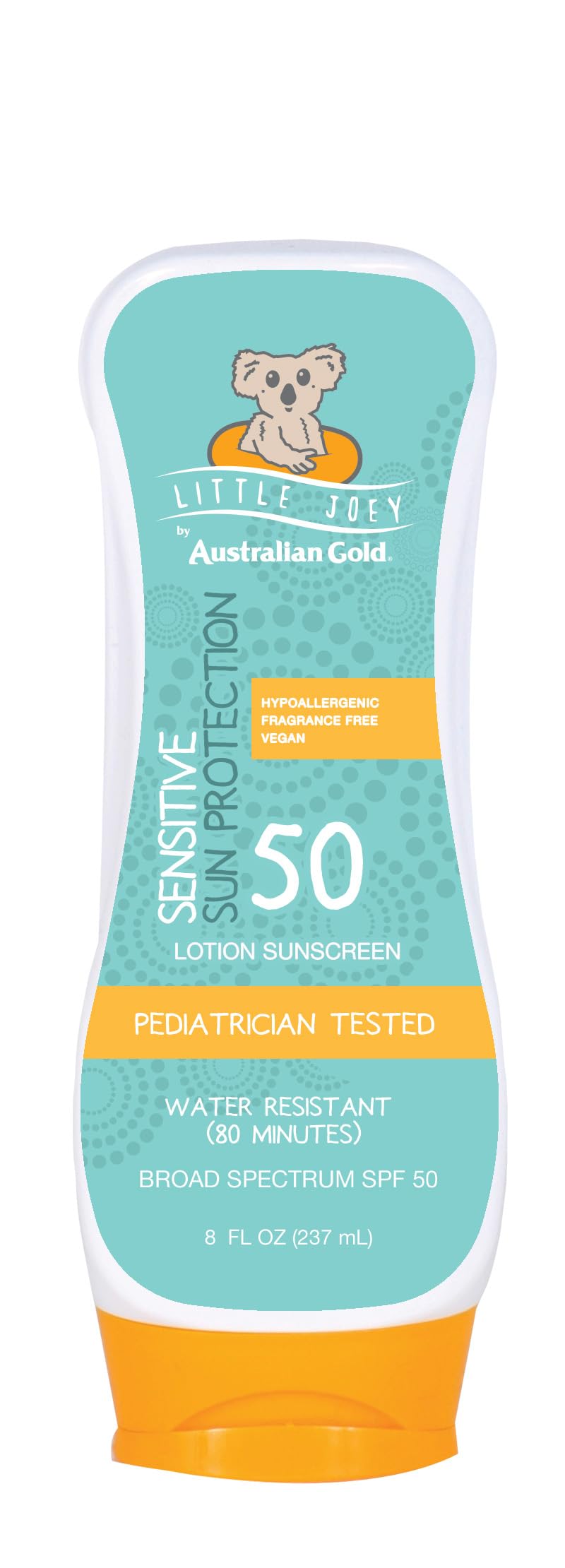 Australian Gold Little Joey sunscreen bottle provides SPF 50 protection for kids
