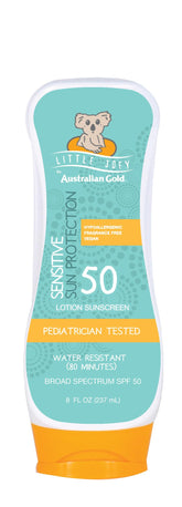 Australian Gold Little Joey sunscreen bottle provides SPF 50 protection for kids