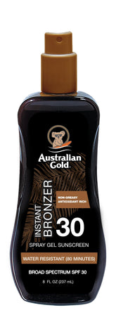 Australian Gold Spray Gel Sunscreen bottle pump provides easy, even SPF 30 protection.