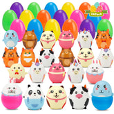 AUUGUU 24 pack prefilled eggs with squishy toys for hunts