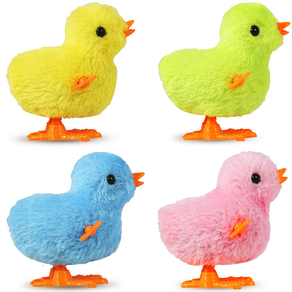 Auvitaya Easter wind-up chicken front view, a colorful plush toy ready for Easter fun.
