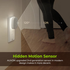 AUVON dusk-to-dawn sensor activates night light in dark settings.