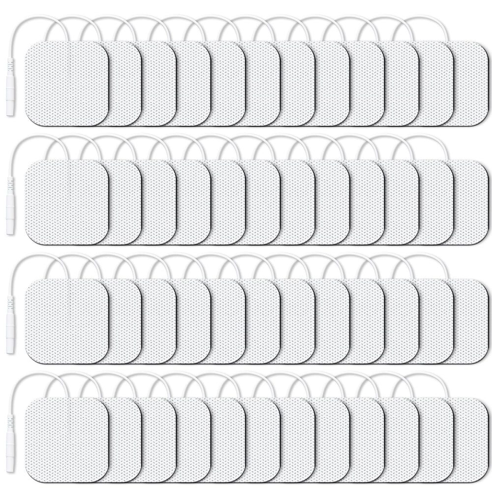 AUVON TENS pads 2x2 inch close-up showing strong self-adhesion for stable wear.