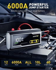 AUXITO 6000A jump starter smart clamps showing spark-free safety feature