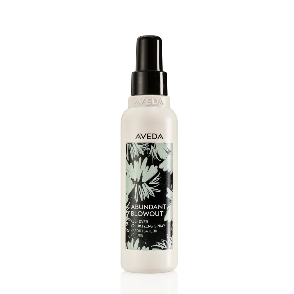 Aveda Abundant Blowout bottle dispense showing even coverage for instant lift.