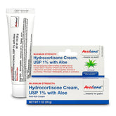 AVEDANA Hydrocortisone Cream bottle front with aloe for rapid itch relief.