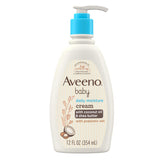 Aveeno Baby Daily Moisturizing Cream bottle front with soothing coconut scent
