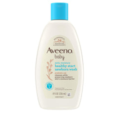 Aveeno Baby Healthy Start Newborn Wash bottle offers gentle cleansing for delicate newborn skin.