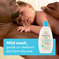Aveeno Baby Prebiotic Oat ingredient closeup highlights skin-supporting nourishment.