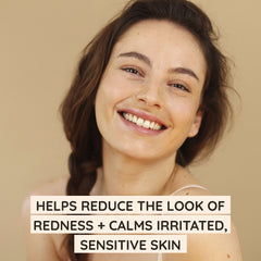 Aveeno Calm + Restore feverfew close-up shows soothing ingredient for sensitive skin.