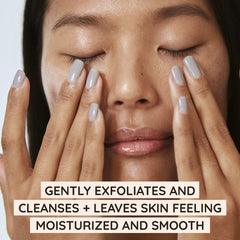 Aveeno Calm + Restore Exfoliator texture close-up highlights non-abrasive PHA action.