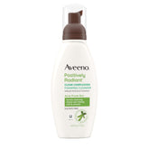Aveeno Clear Complexion foaming bottle for daily acne-prone cleansing.