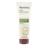 Aveeno daily moisturizing body scrub tube closeup showing smooth texture for gentle exfoliation and smoother skin