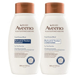 Aveeno Fresh Greens Shampoo bottle pour, boosting volume for fine hair.