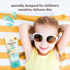 Aveeno Kids zinc oxide active provides mineral sun protection with oat soothing notes