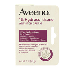 Aveeno maximum-strength one-percent hydrocortisone anti-itch tube offers fast, targeted relief.