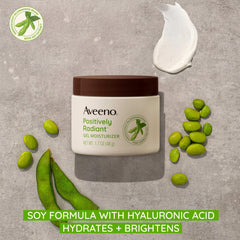 Aveeno Positively Radiant gel texture reveals lightweight, oil-free hydration for daily use.