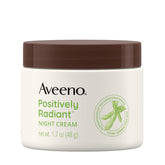 Aveeno Positively Radiant night cream jar closeup for silky nightly hydration