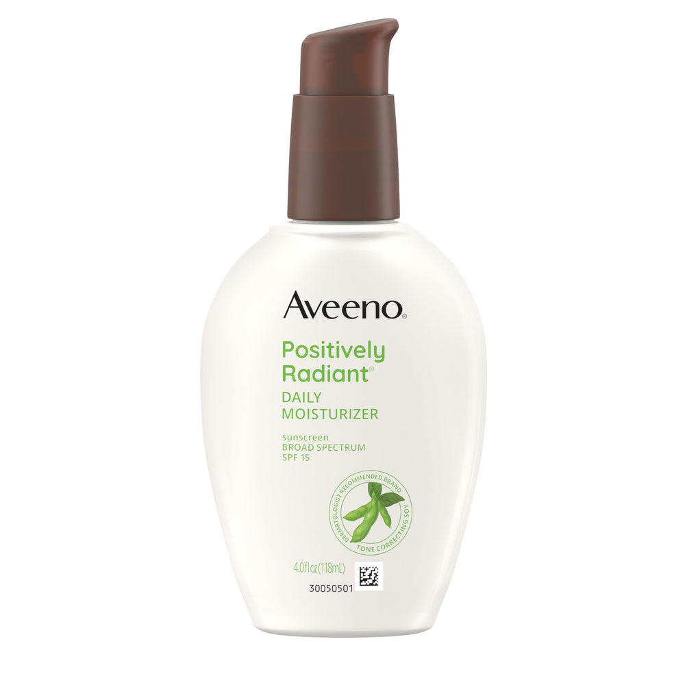 Aveeno Positively Radiant SPF15 bottle showing daily sun protection