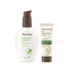 Aveeno Positively Radiant SPF15 face moisturizer texture and tone correction.