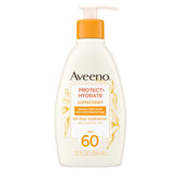 Aveeno Protect + Hydrate SPF 60 bottle with lightweight hydration and sun protection.