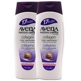 Avena Instituto Espanol collagen bottle front shows nourishing firming lotion