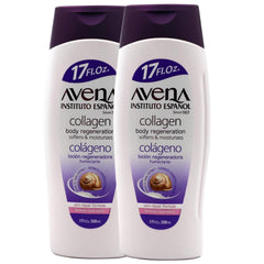 Avena Instituto Espanol collagen bottle front shows nourishing firming lotion