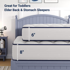 Avenco 6 Inch Twin Mattress side view highlighting breathable fabric for cooler nights.