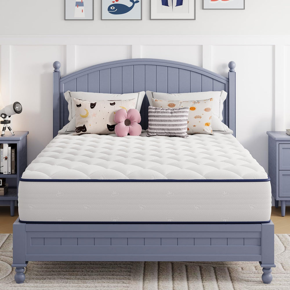 Avenco 6 Inch Twin Mattress unrolled to reveal balanced foam and spring layers for support.