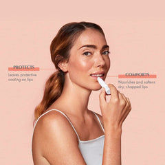 Avene lip balm on lips closeup highlighting soothing and smoothing effects.