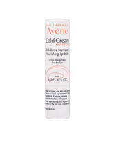Avene Cold Cream Nutrition Lip Balm tube front showing smooth packaging and nourishing care for dry lips.