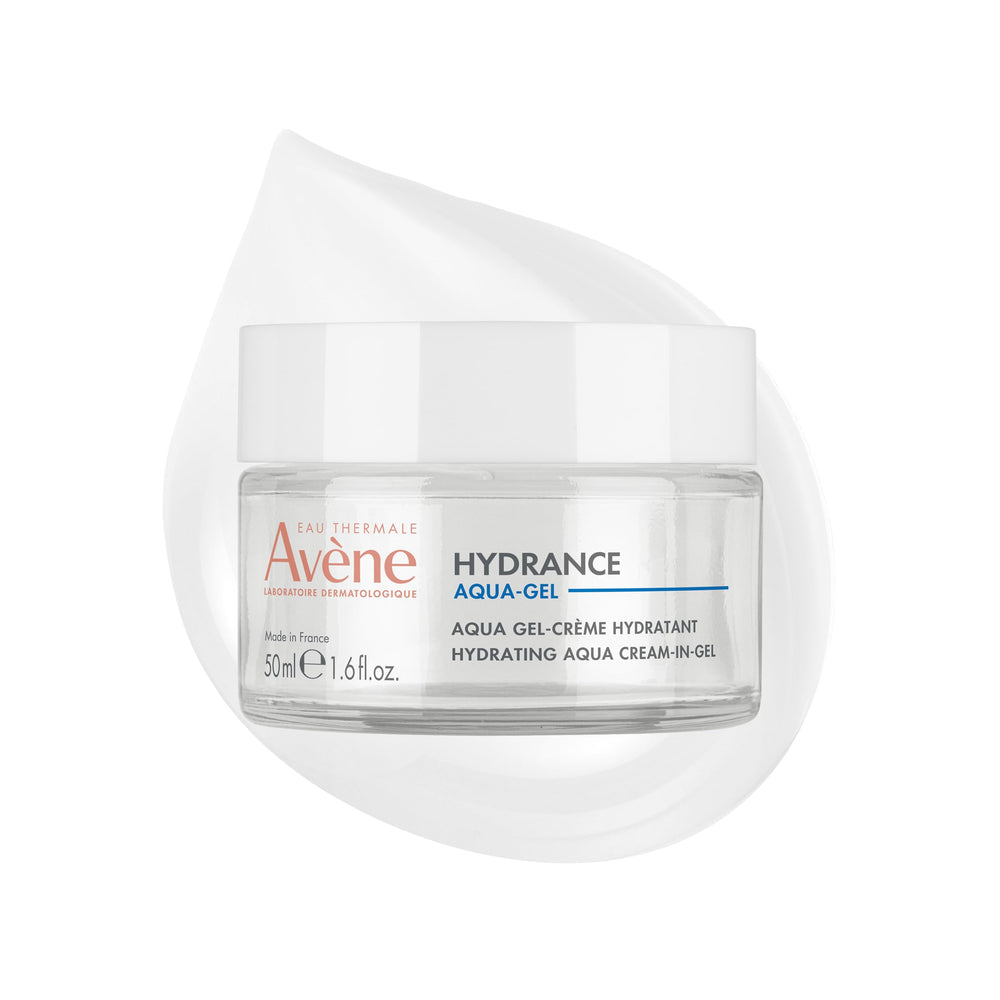 Avène Hydrance Aqua-Gel bottle shown for daily hydration and dewy skin