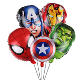 Avengers foil balloons with five distinct roles for dynamic party decor.