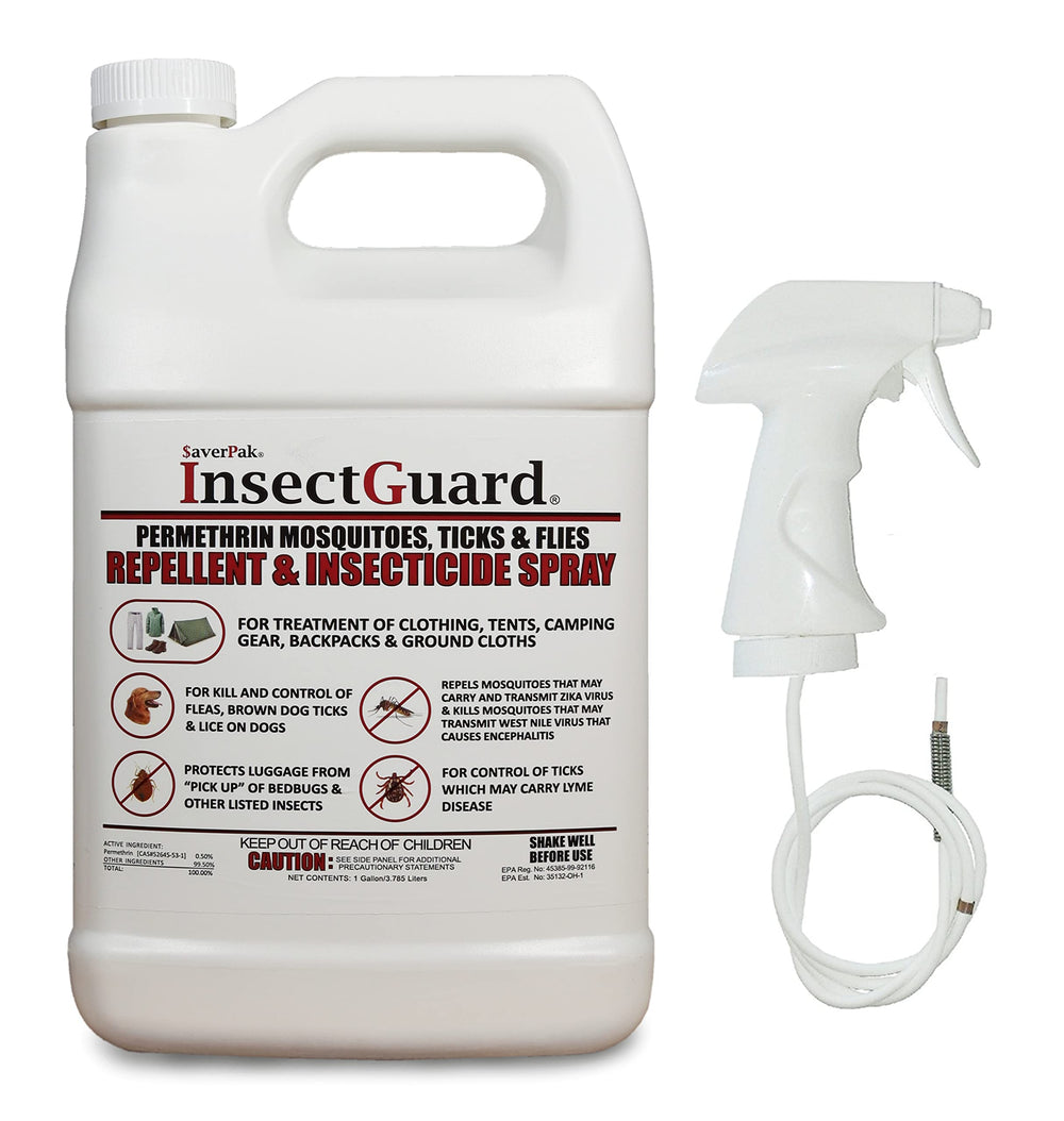 Averpak InsectGuard permethrin bottle for clothing protection.