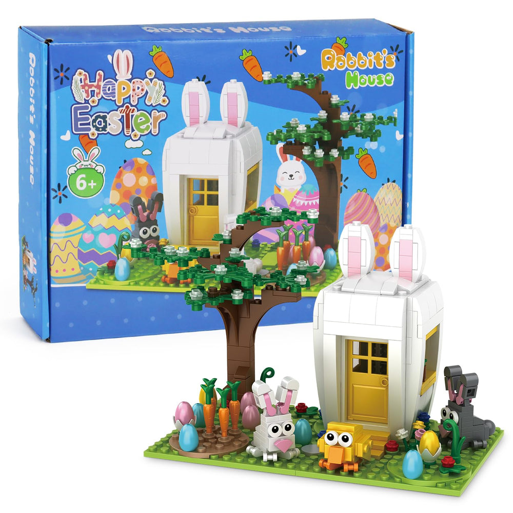 Aviski Easter Bunny House blocks in festive spring colors for kids' play
