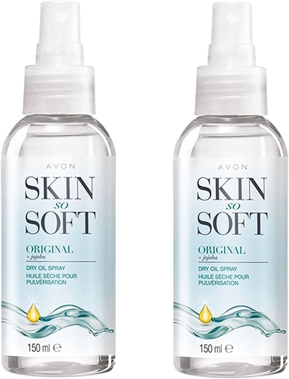 Avon Skin So Soft Original Dry Oil Spray bottle close-up showing lightweight moisture.