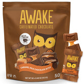 AWAKE caffeinated chocolate bites in packaging for convenient on-the-go energy