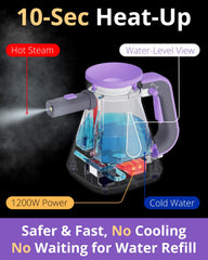 awasky handheld steam cleaner tank window shows easy refill during tasks.