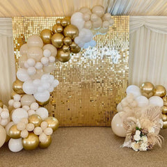 Awenztech 10-inch chrome gold balloons adding sparkle to decor