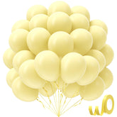 Awenztech pastel yellow 12in balloons pack-shot highlighting premium latex and color