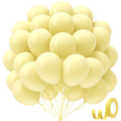 Awenztech pastel yellow 12in balloons pack-shot highlighting premium latex and color