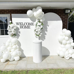 Awenztech white balloon arch setup for elegant celebrations.