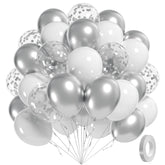 Awenztech white and silver balloons 12inch for chic party backdrops