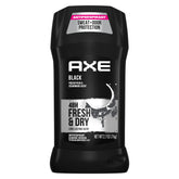 AXE Black antiperspirant stick 4-pack shown for easy daily use and portability.