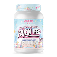 Axe & Sledge Farm Fed Marshmallow Milk tub ready for a quick post-workout shake.